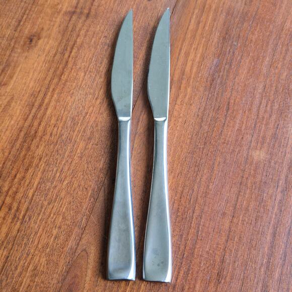 Oneida Moda Steak Knives Set of 2 Satin Stainless Steel Silver Contemporary - Picture 1 of 7